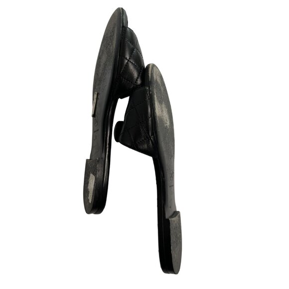 Chanel Logo Quilted Turnlock Mules Sandals in Black - Picture 7 of 8